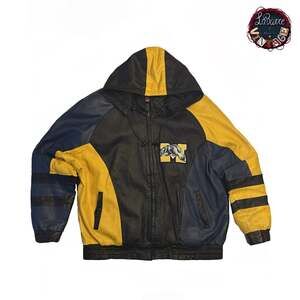 Vintage Michigan Wolverines Prime Ticket Hooded Leather Varsity Jacket